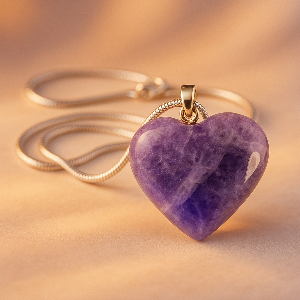Amethyst Heart Pendant - Abhimantrit & Certified