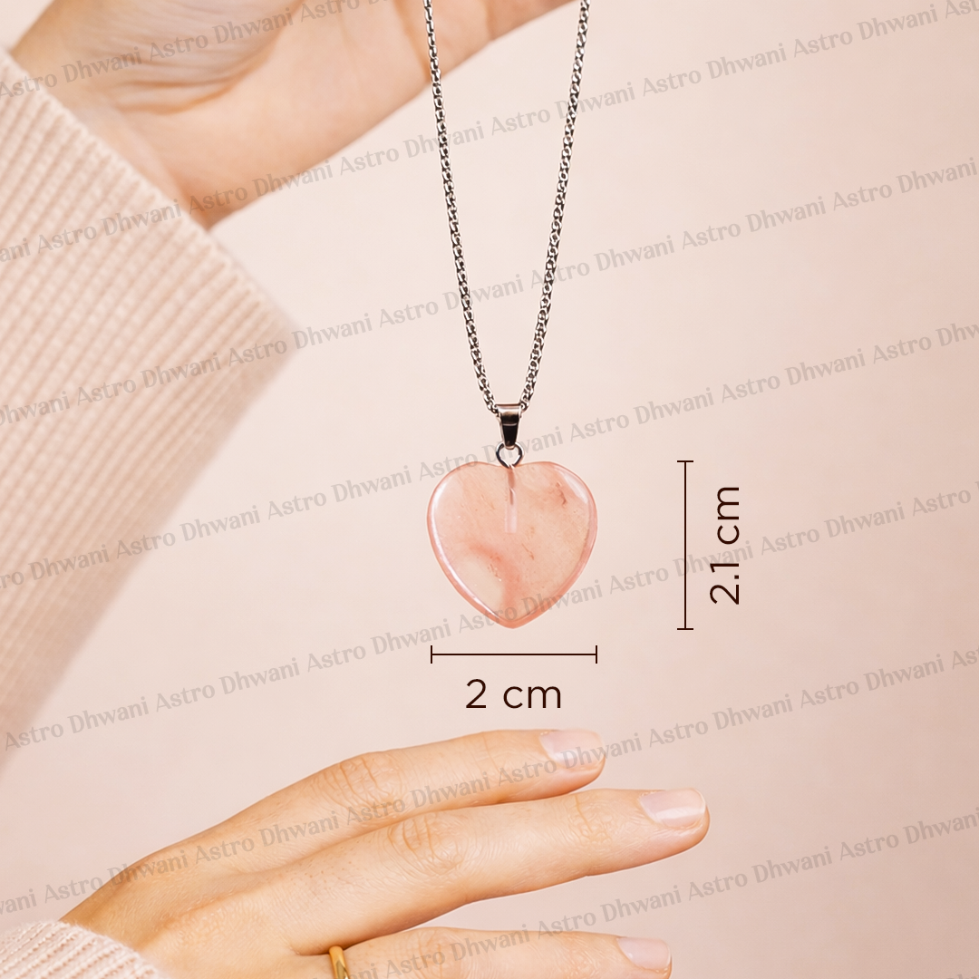 Cherry Quartz Heart Pendant Abhimantrit For Love Confidence