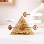 Pyramid-shaped object with labeled components on a white background