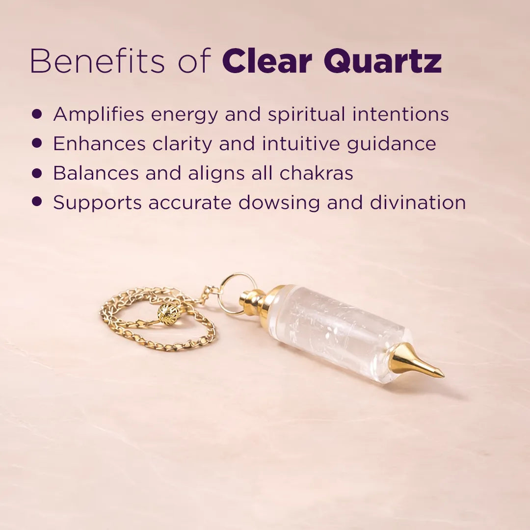 Clear Quartz Pendulum for Healing, Clarity & Dowsing - Abhimantrit