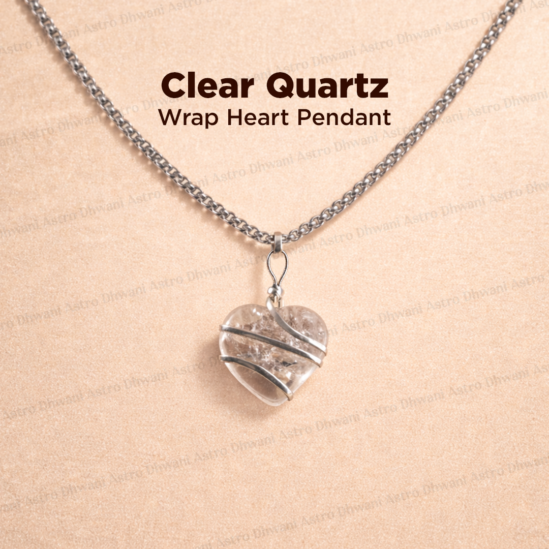 Clear Quartz Heart Wrapped Pendant - Abhimantrit & Certified