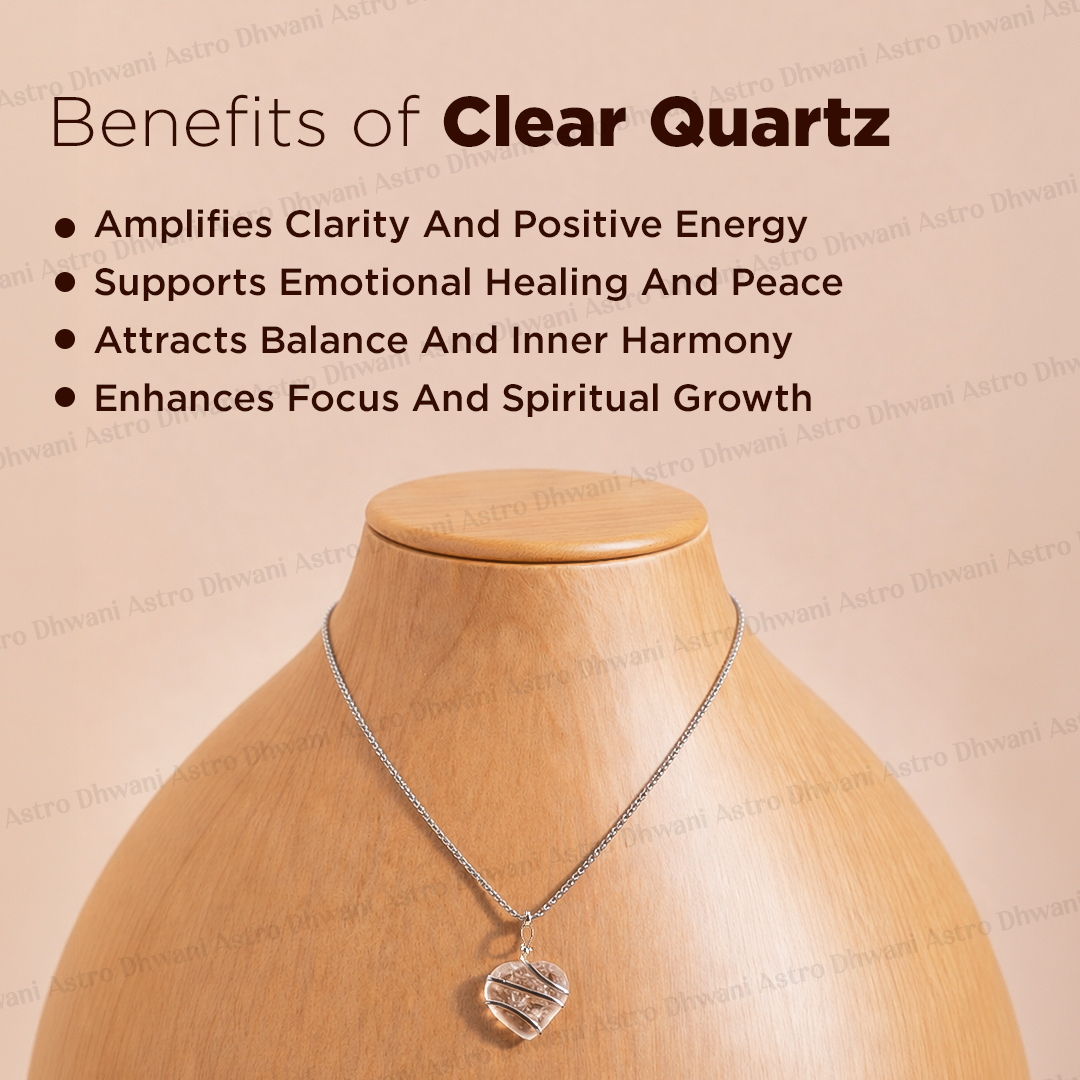 Clear Quartz Heart Wrapped Pendant - Abhimantrit & Certified