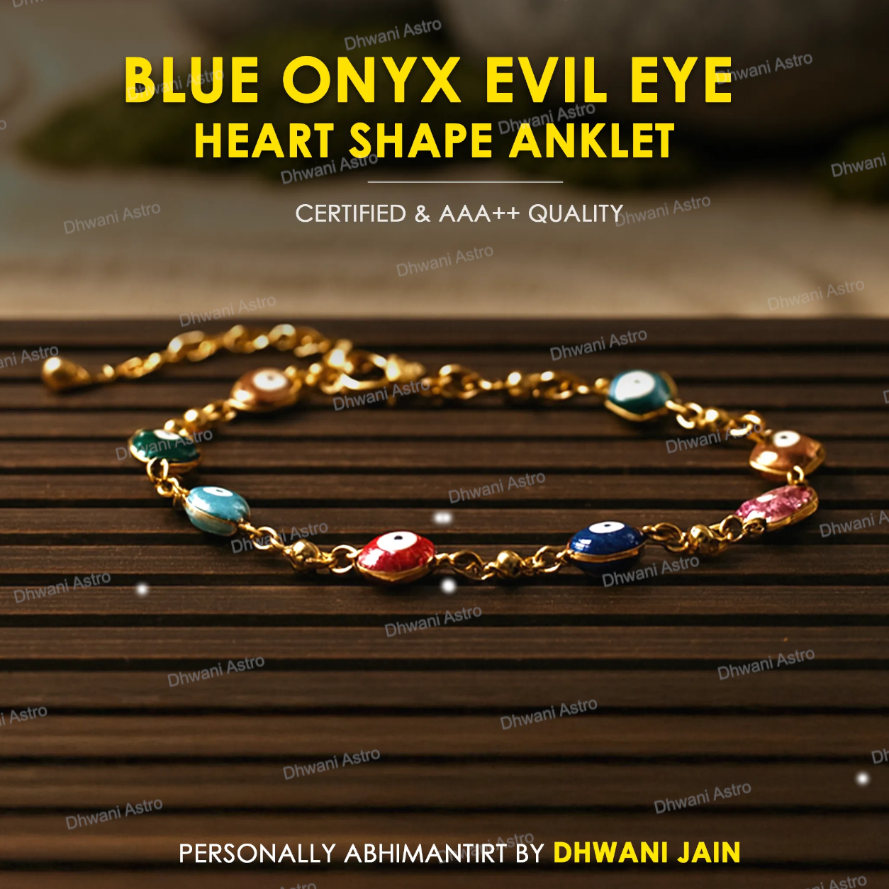 Heart Shape Blue Onyx Evil Eye Anklet for Protection & Style