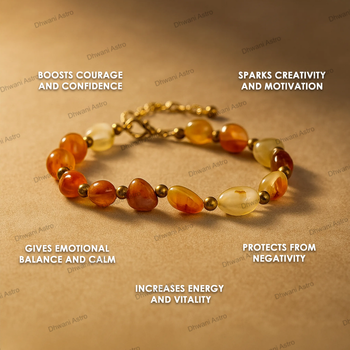 Natural Carnelian Anklet for Confidence, Vitality & Success