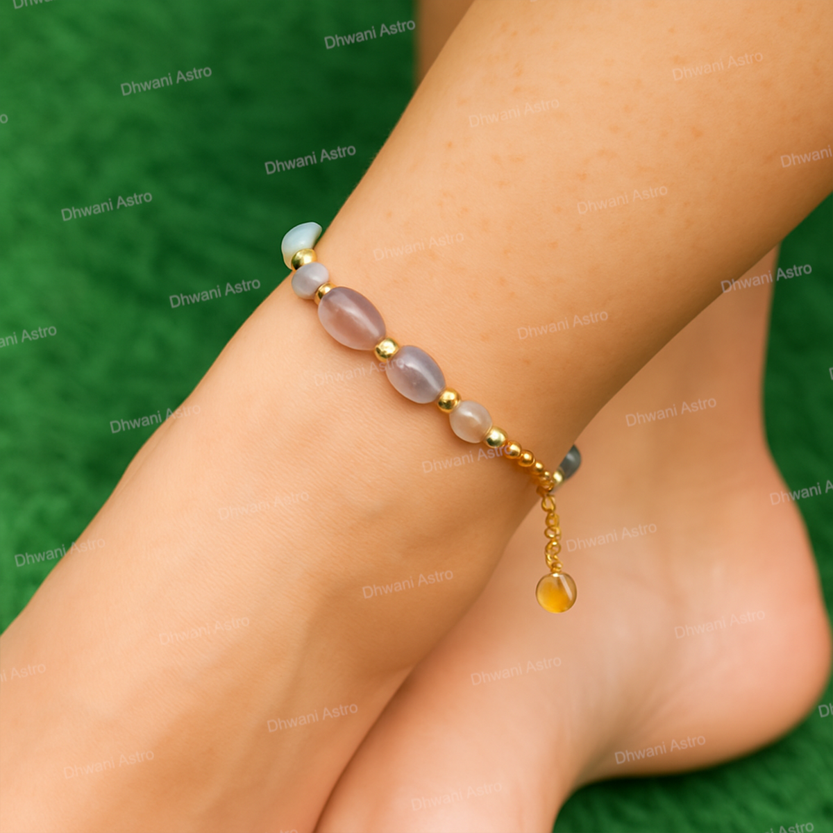 Natural Multi Fluorite Anklet for Focus, Clarity & Emotional Balance