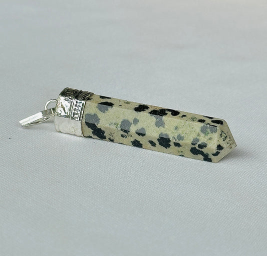 Dalmatian Jasper Pencil Pendant - Abhimantrit & Certified