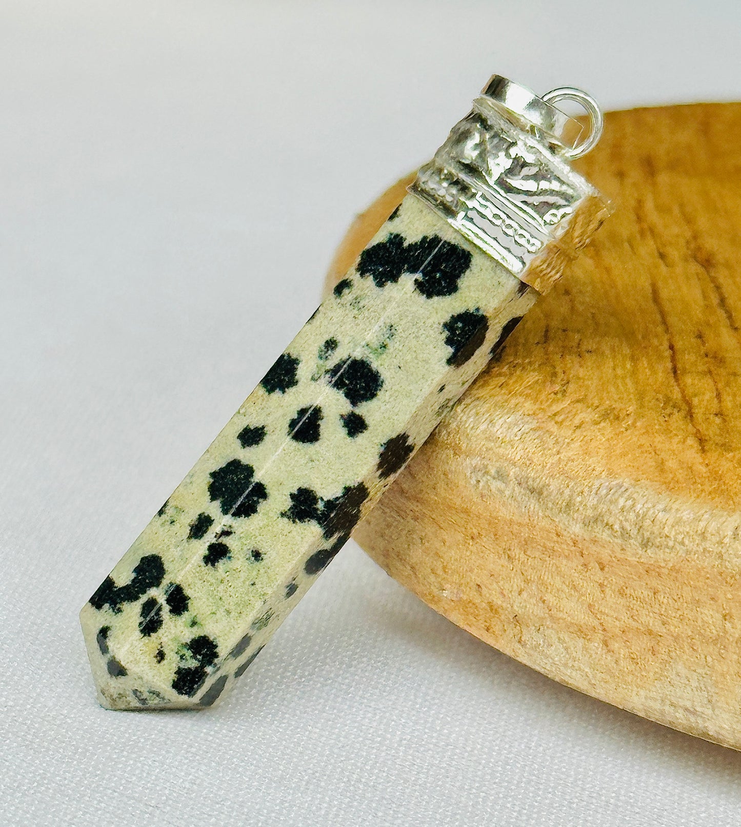 Dalmatian Jasper Pencil Pendant - Abhimantrit & Certified