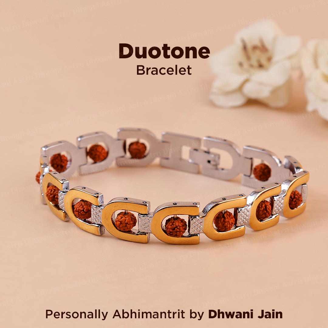 Duotone Rudraksha Bracelet (IGP Gold & Silver Plating) - Abhimantrit