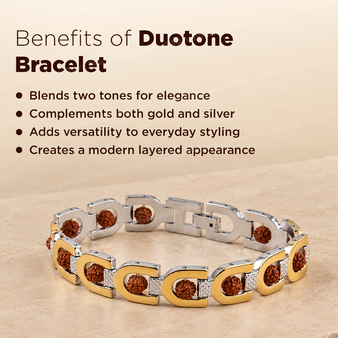 Duotone Rudraksha Bracelet (IGP Gold & Silver Plating) - Abhimantrit