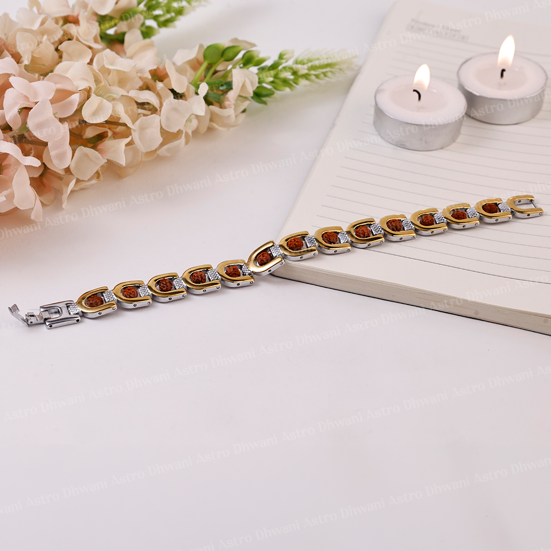 Duotone Rudraksha Bracelet (IGP Gold & Silver Plating) - Abhimantrit
