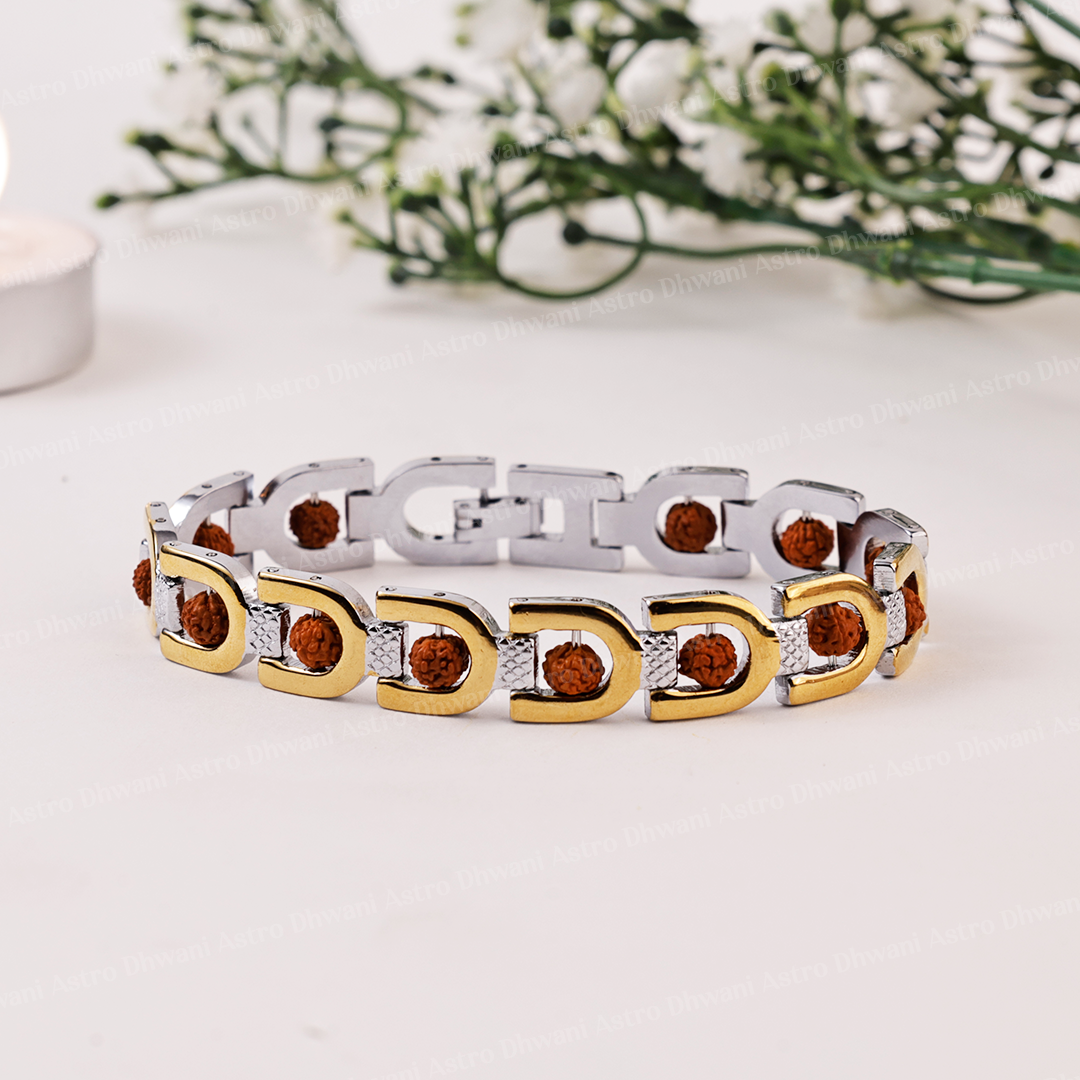 Duotone Rudraksha Bracelet (IGP Gold & Silver Plating) - Abhimantrit