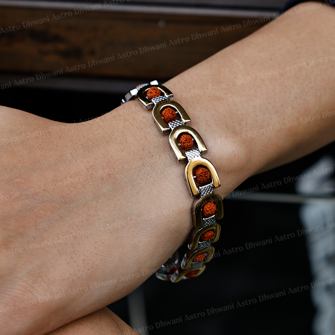 Duotone Rudraksha Bracelet (IGP Gold & Silver Plating) - Abhimantrit