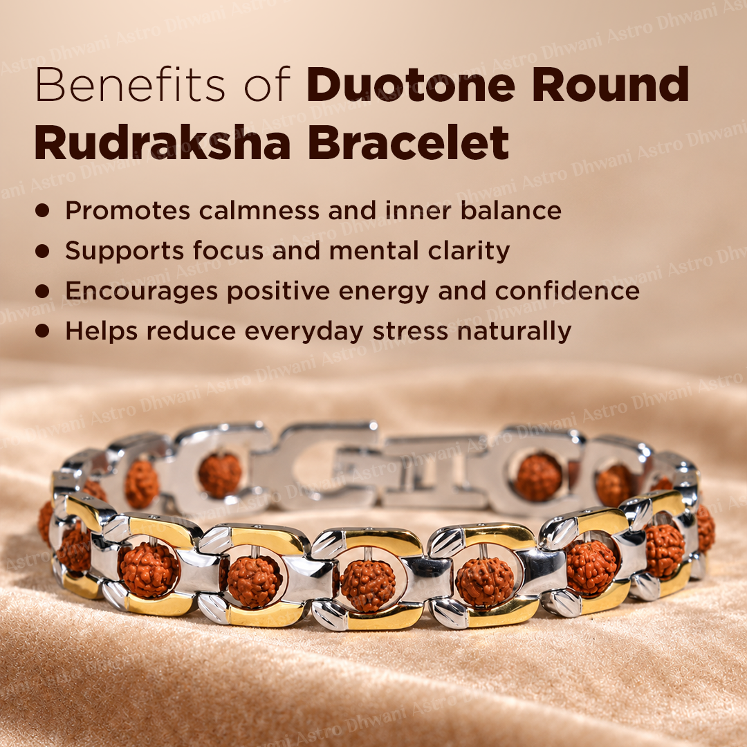 Duotone Round Rudraksha Bracelet (IGP Gold & Silver Plating) - Abhimantrit
