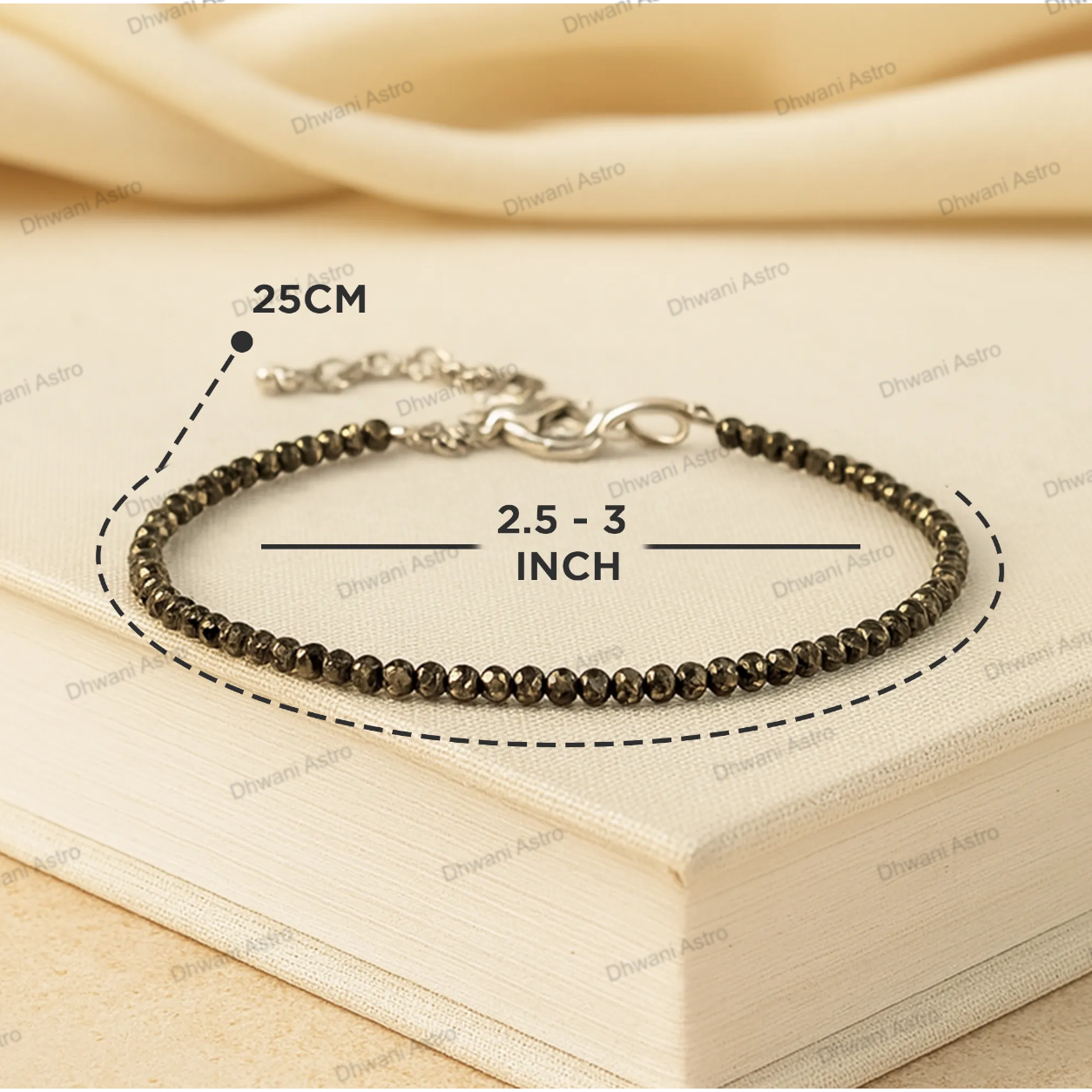 Natural Pyrite Diamond Cut Anklet for Wealth, Success & Protection