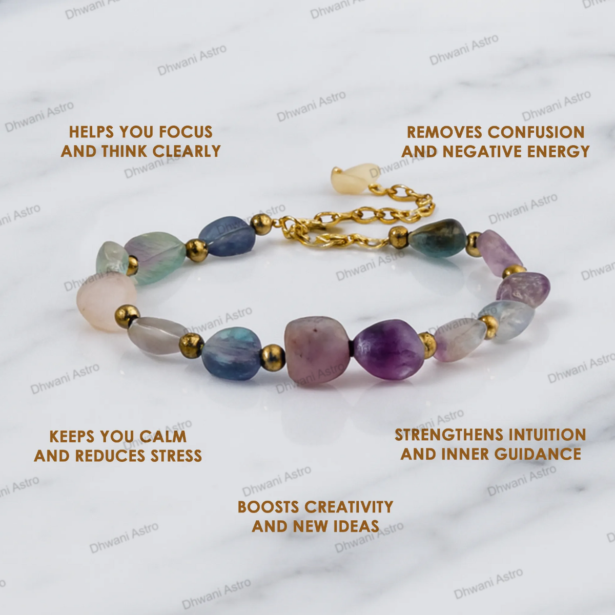 Natural Multi Fluorite Anklet for Focus, Clarity & Emotional Balance