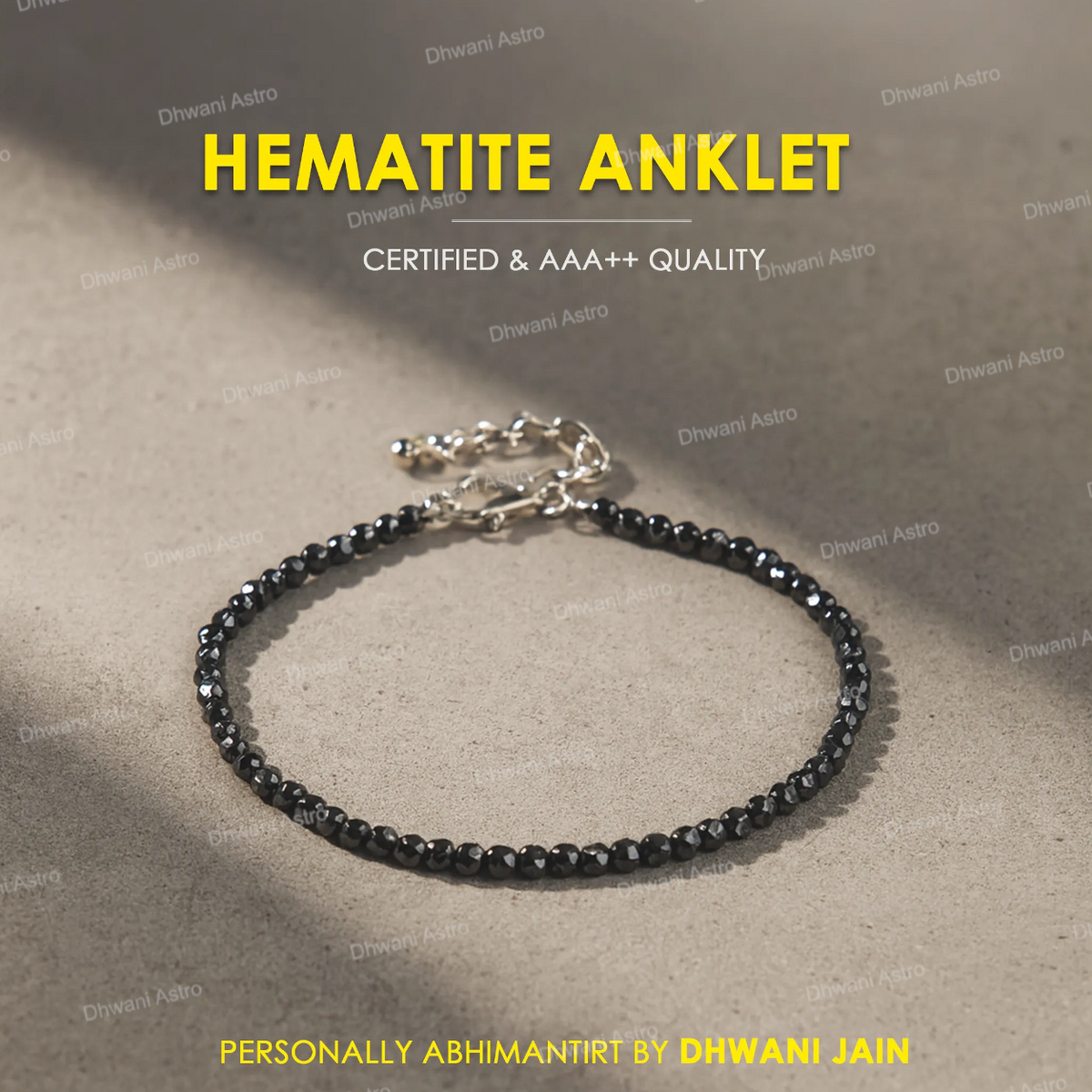 Hematite Diamond Cut Anklet - Abhimantrit & Certified