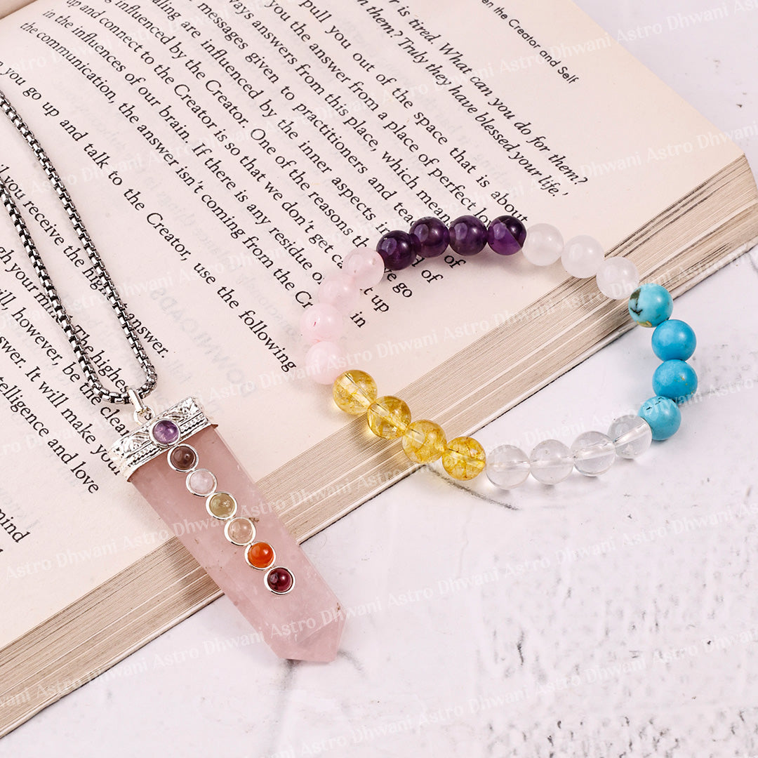 Forever Love (Love Marriage Bracelet & Rose Quartz Seven Chakra Pendant) - Abhimantrit & Certified