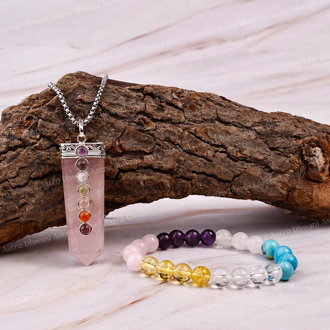 Forever Love (Love Marriage Bracelet & Rose Quartz Seven Chakra Pendant) - Abhimantrit & Certified