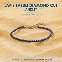 Natural Lapis Lazuli Diamond Cut Anklet for Wisdom, Confidence & Positive Energy
