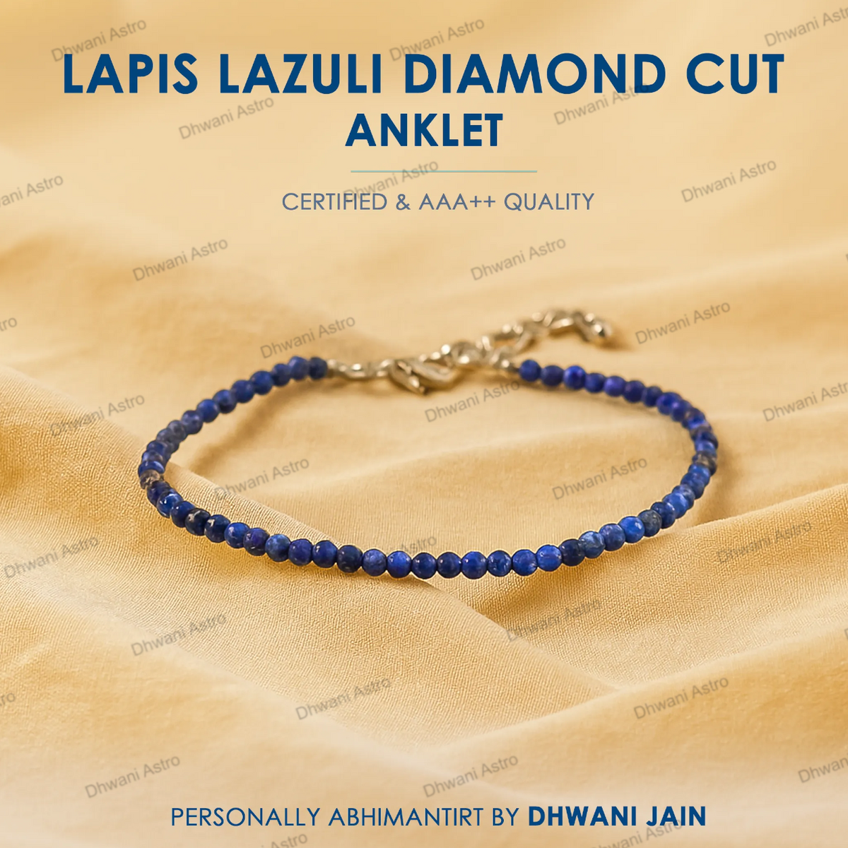Lapis Lazuli Diamond Cut Anklet - Abhimantrit & Certified
