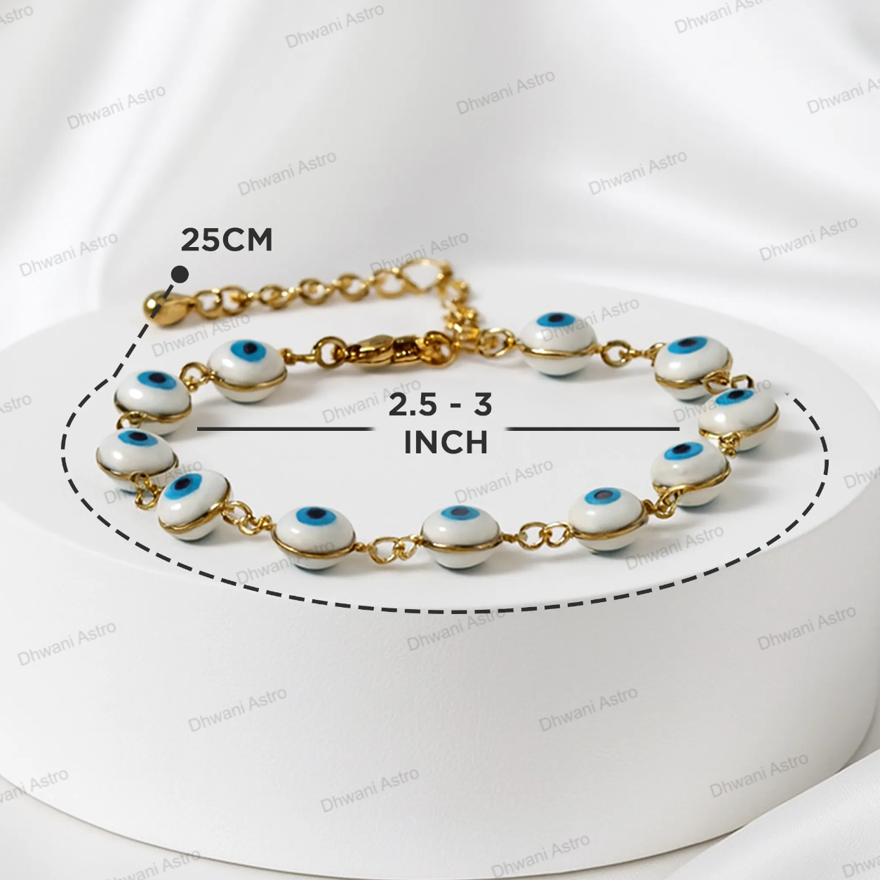 Blue Onyx Evil Eye Round Shape Anklets for Protection & Style