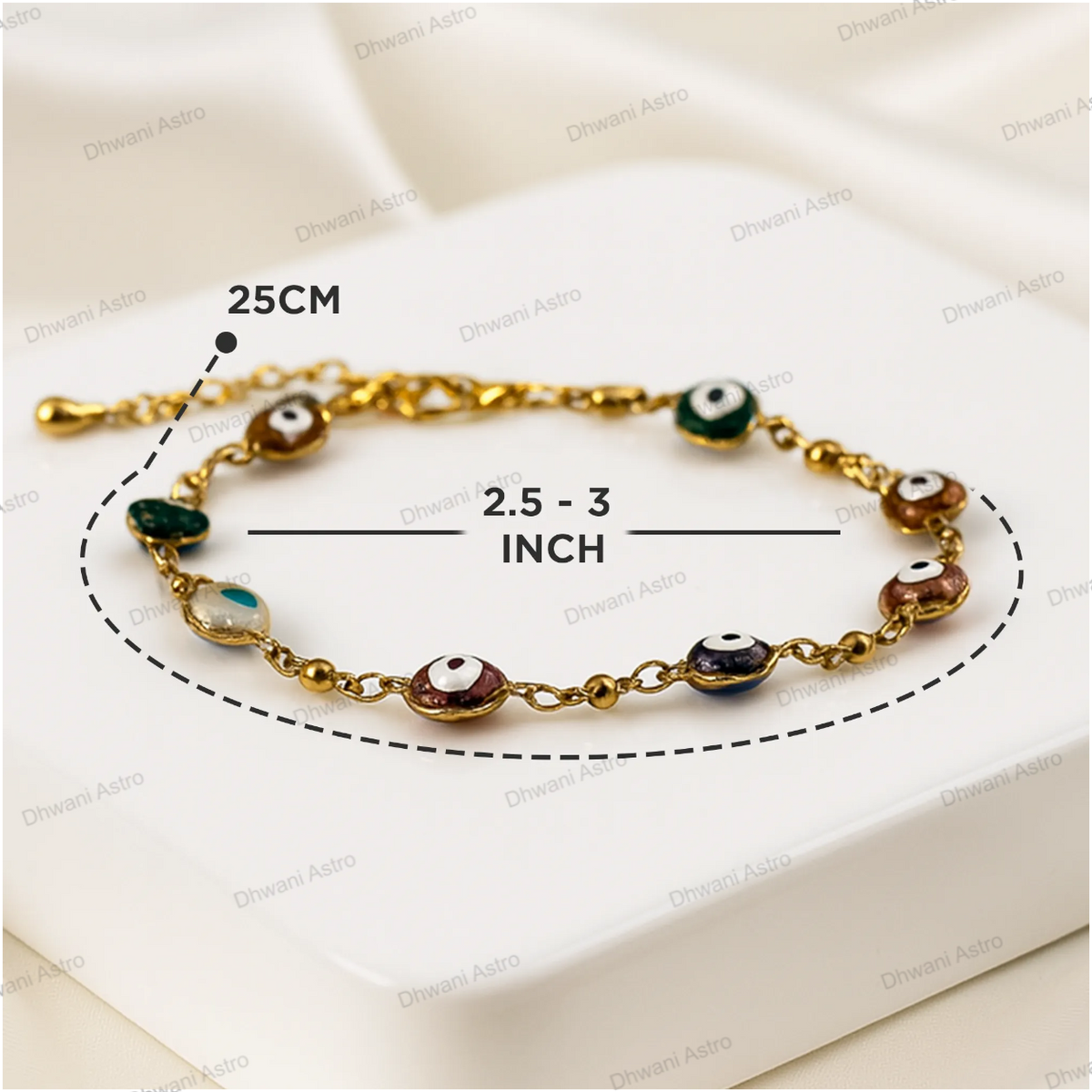 Heart Shape Blue Onyx Evil Eye Anklet - Abhimantrit & Certified