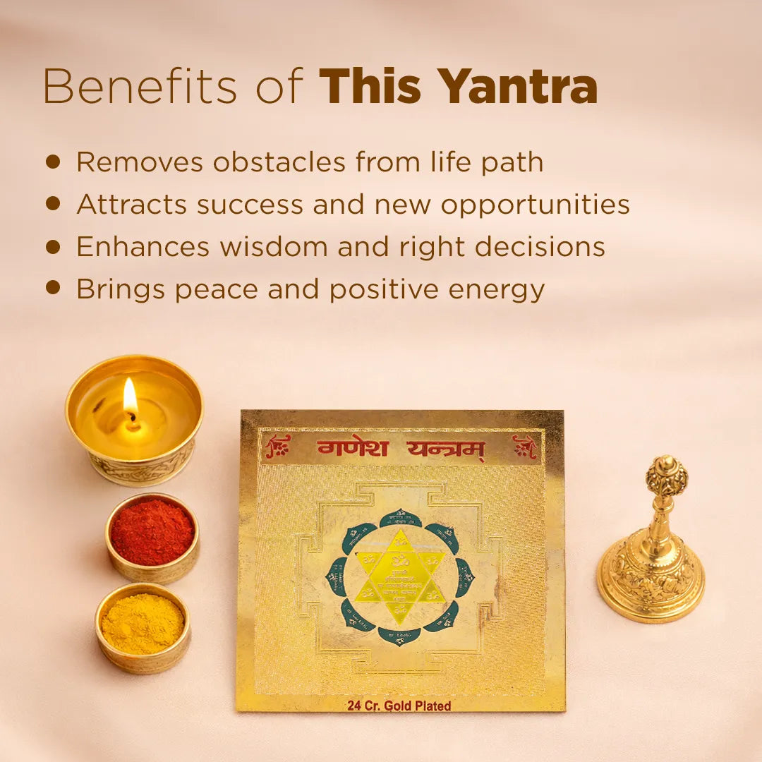 Yantra with candles, powders, and a lamp on a beige background
