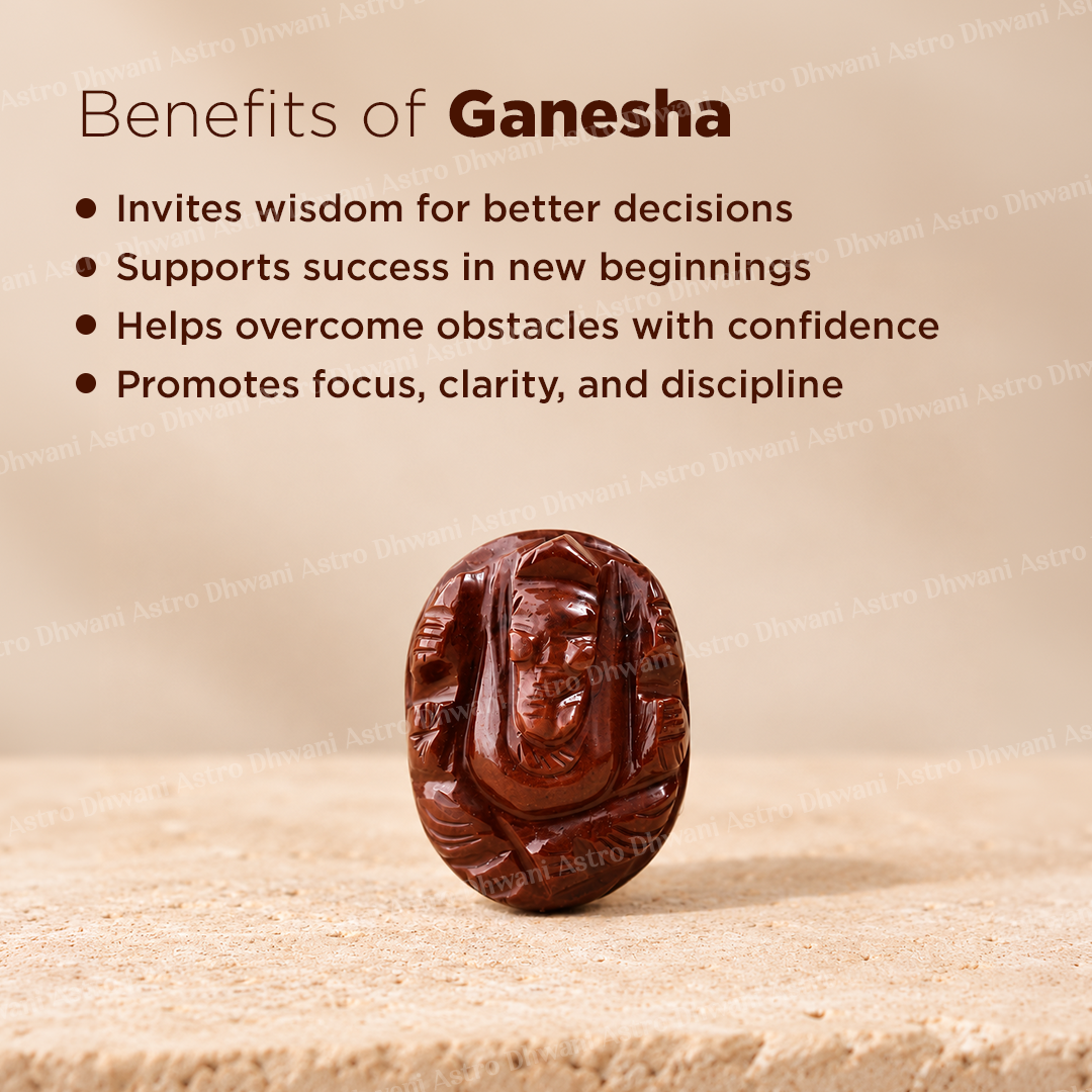 Red Coral Ganesha - Abhimantrit