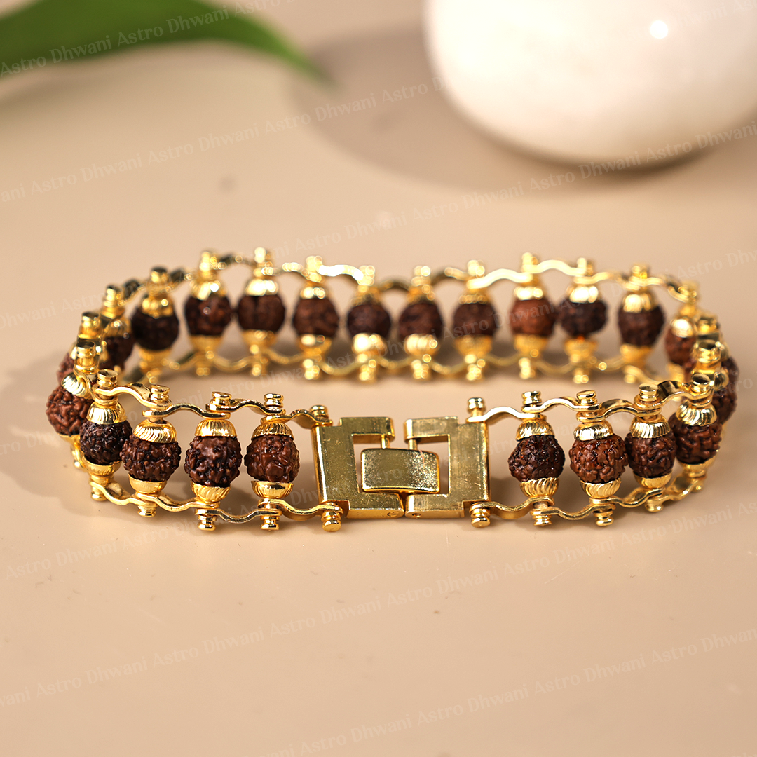 Gold Plated Rudraksha Bracelet - Abhimantrit