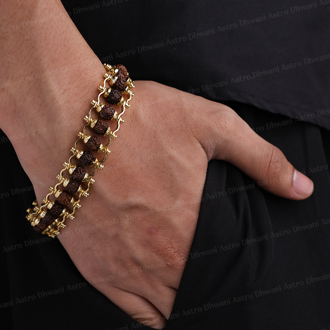 Gold Plated Rudraksha Bracelet - Abhimantrit