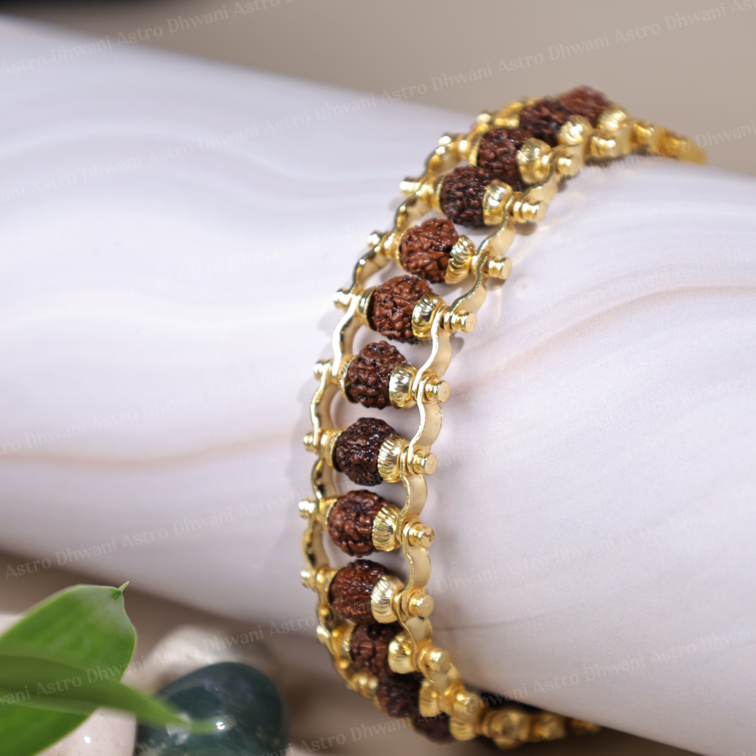 Gold Plated Rudraksha Bracelet - Abhimantrit