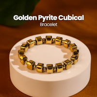 Golden Pyrite Cubical Bracelet for Wealth, Confidence & Protection