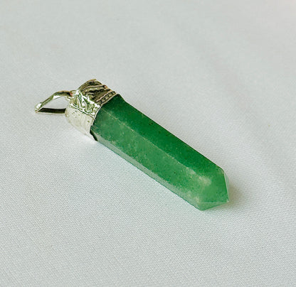 Green Aventurine Pencil Pendant - Abhimantrit & Certified