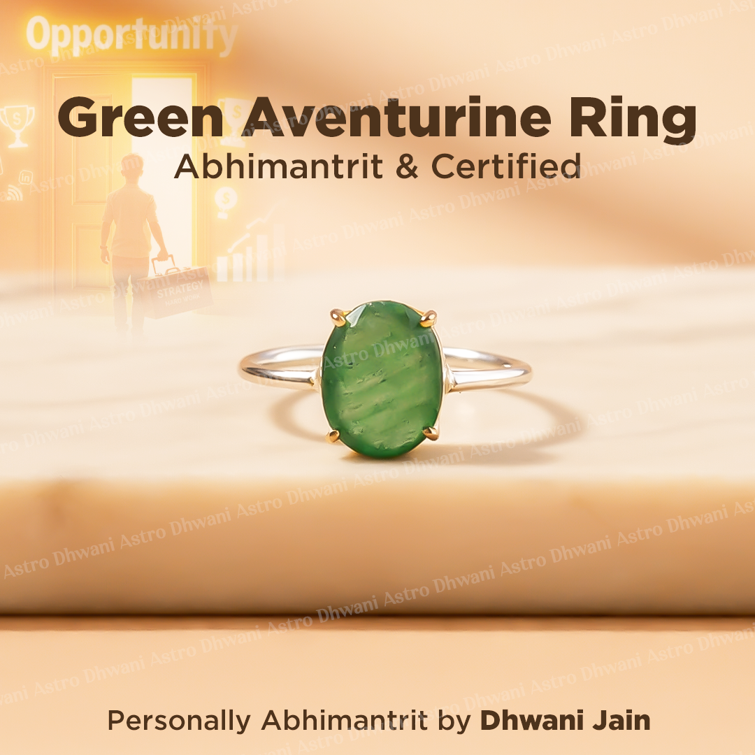 Promotes Wealth Attraction & Money Growth: Green Aventurine Ring - Abhimantrit & Certified