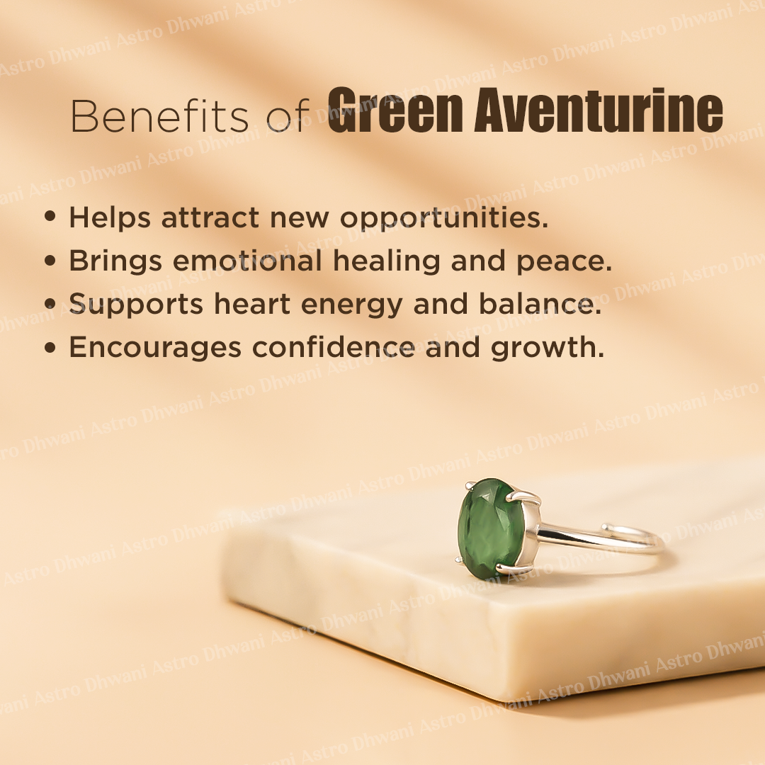 Promotes Wealth Attraction & Money Growth: Green Aventurine Ring - Abhimantrit & Certified