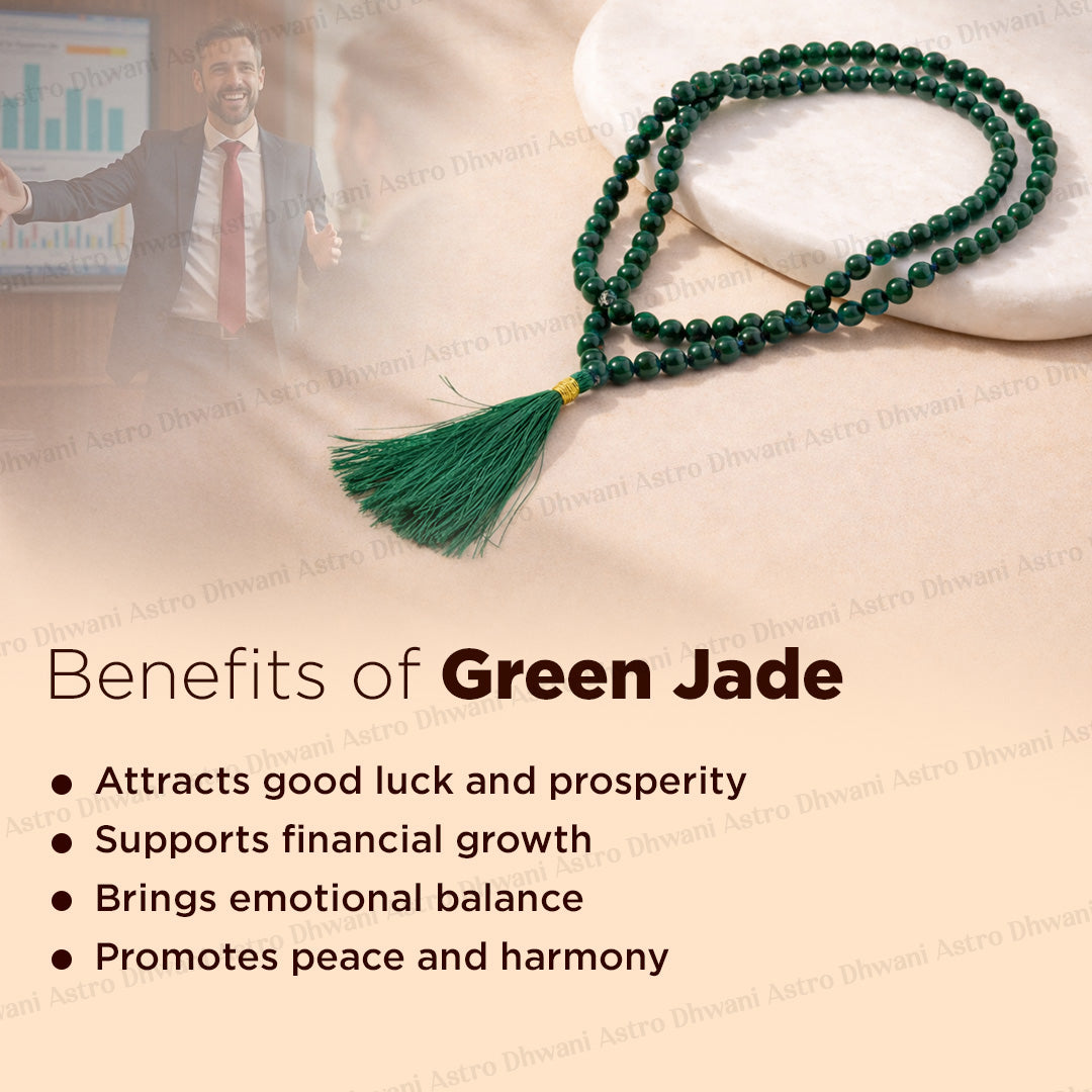 Green Jade Crystal Mala  - Abhimantrit & Certified