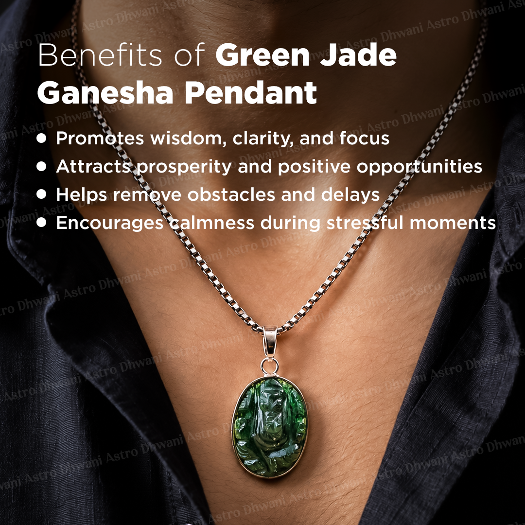 Green Jade Ganesha Pendant For Wisdom Prosperity Devotion