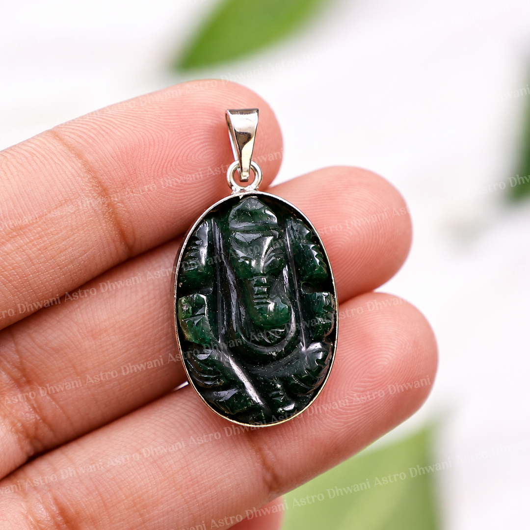 Green Jade Ganesha Pendant For Wisdom Prosperity Devotion