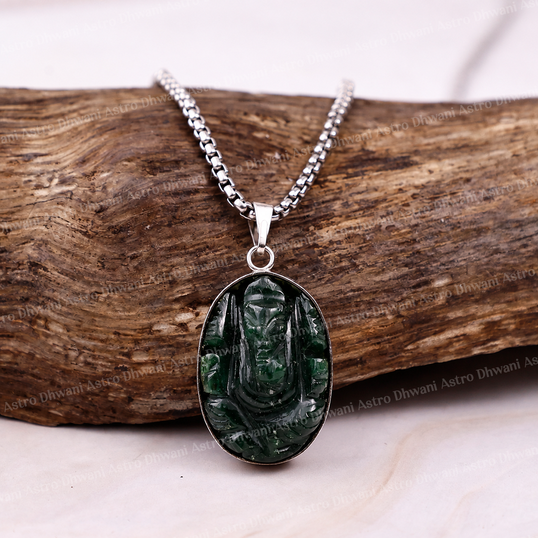 Green Jade Ganesha Pendant For Wisdom Prosperity Devotion