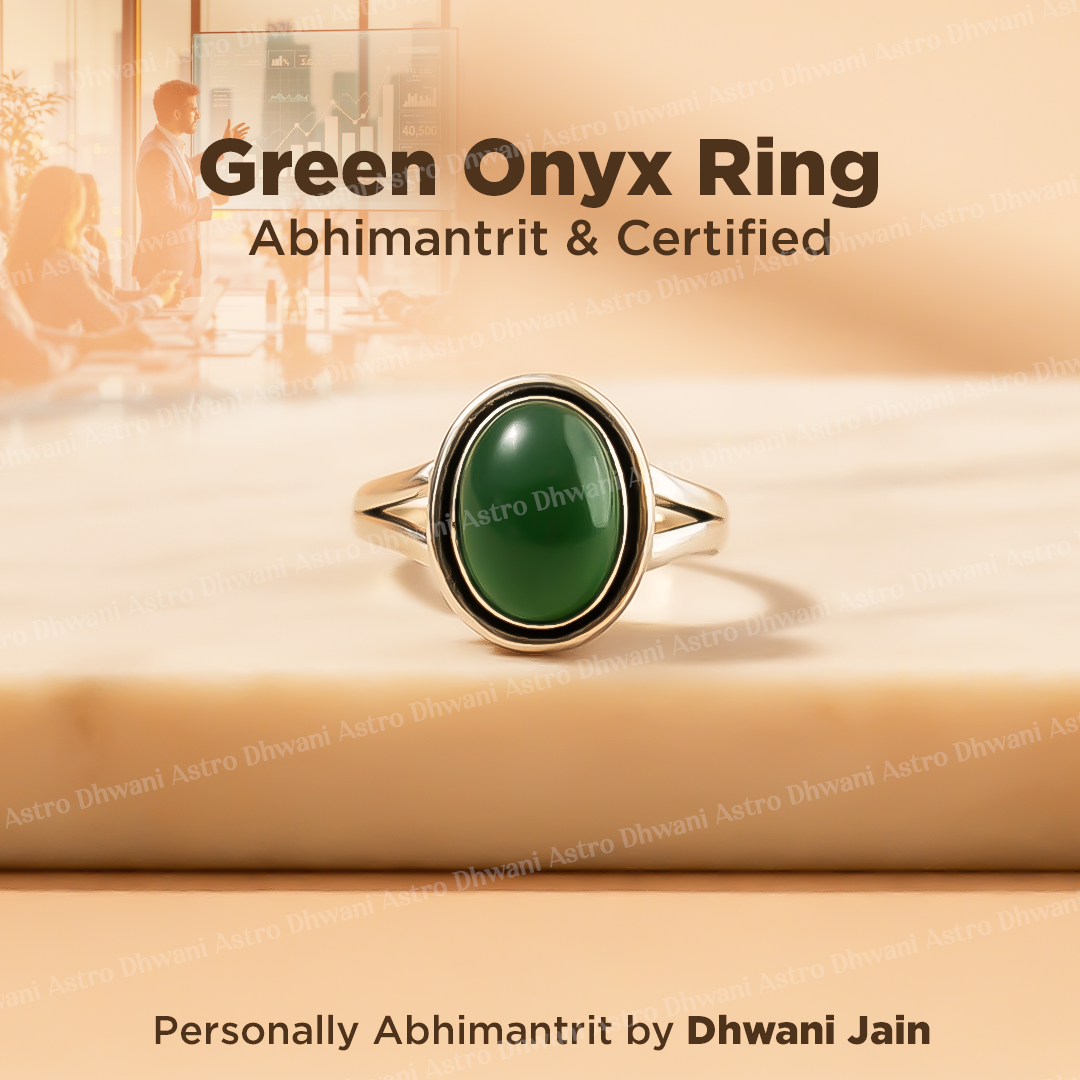 Green Onyx Ring Abhimantrit Certified