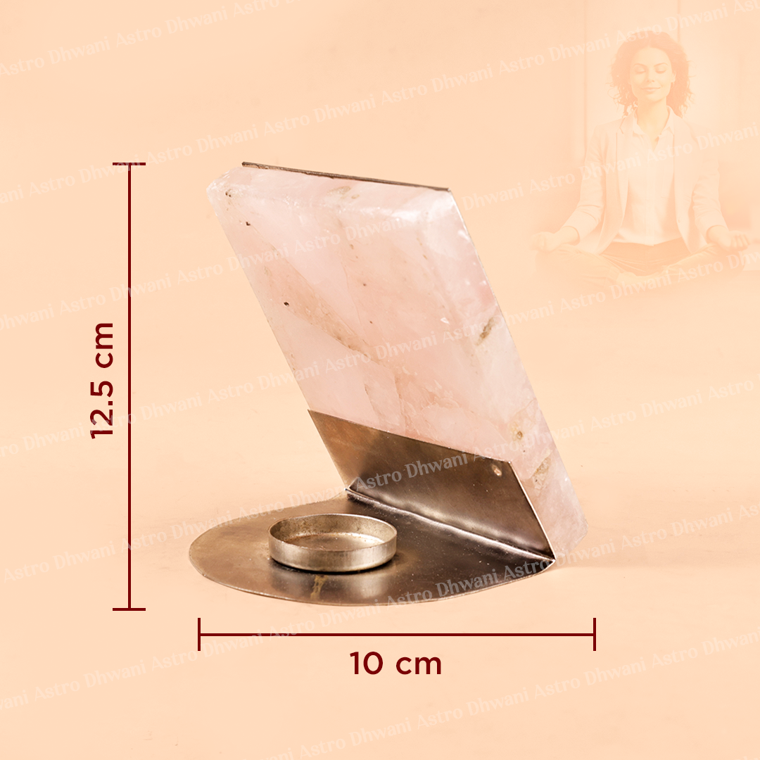 Guru ji Mantra Rose Quartz Tealight Candle Stand - Abhimantrit