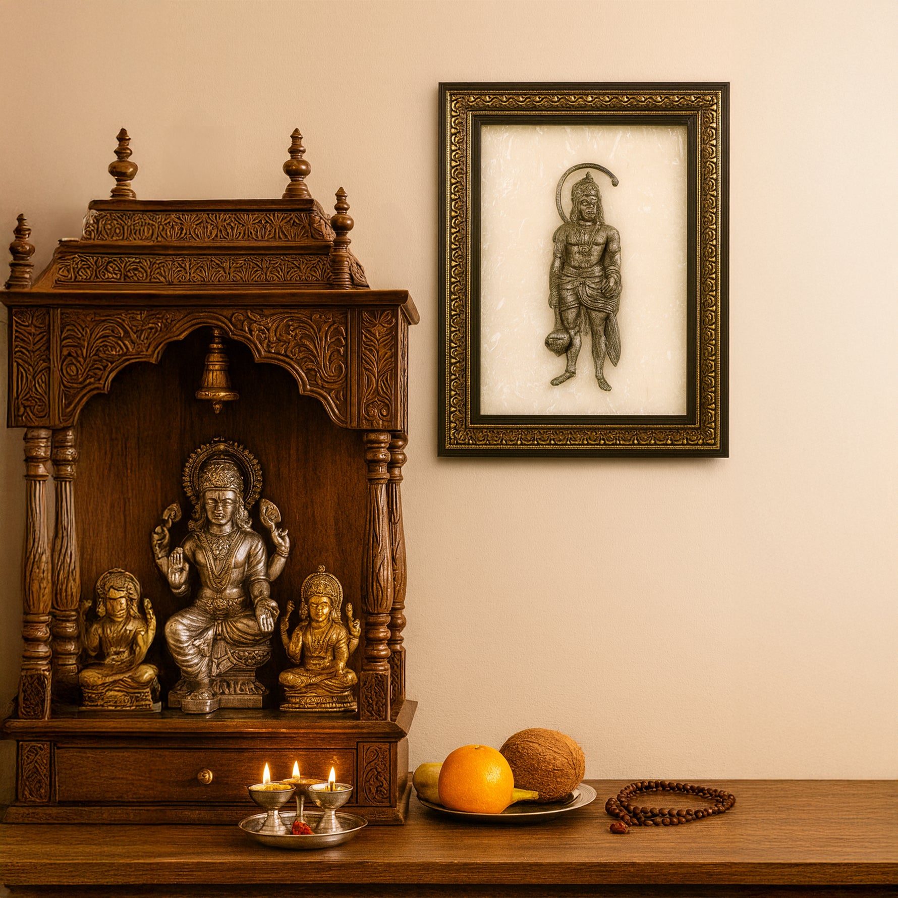 Hanuman Ji On Selenite Frame - Abhimantrit