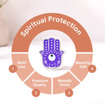 Circular diagram highlighting features of a Hamsa hand with 'Spiritual Protection' at the top.