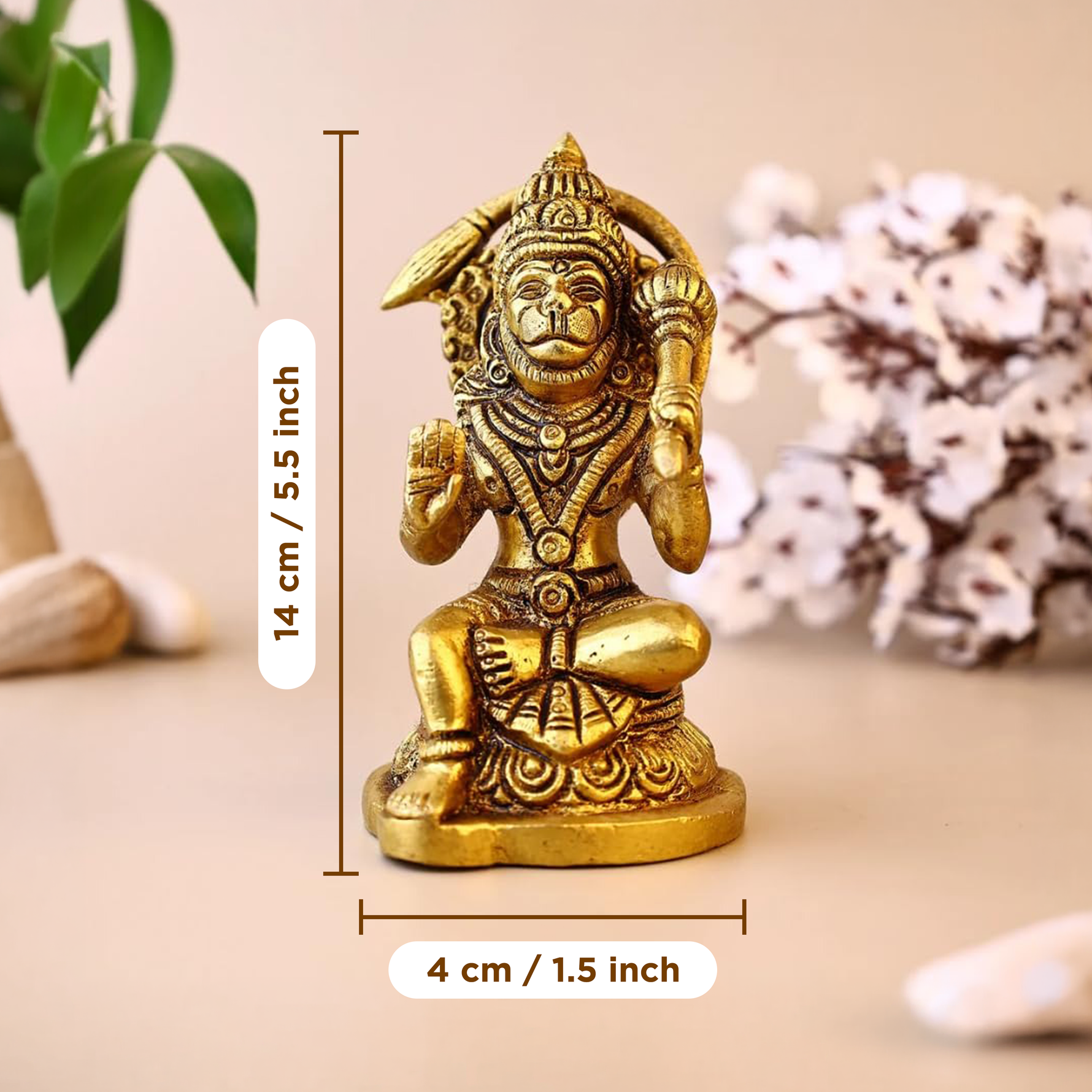 Brass Hanuman Ji Sitting Idol for Peace & Protection