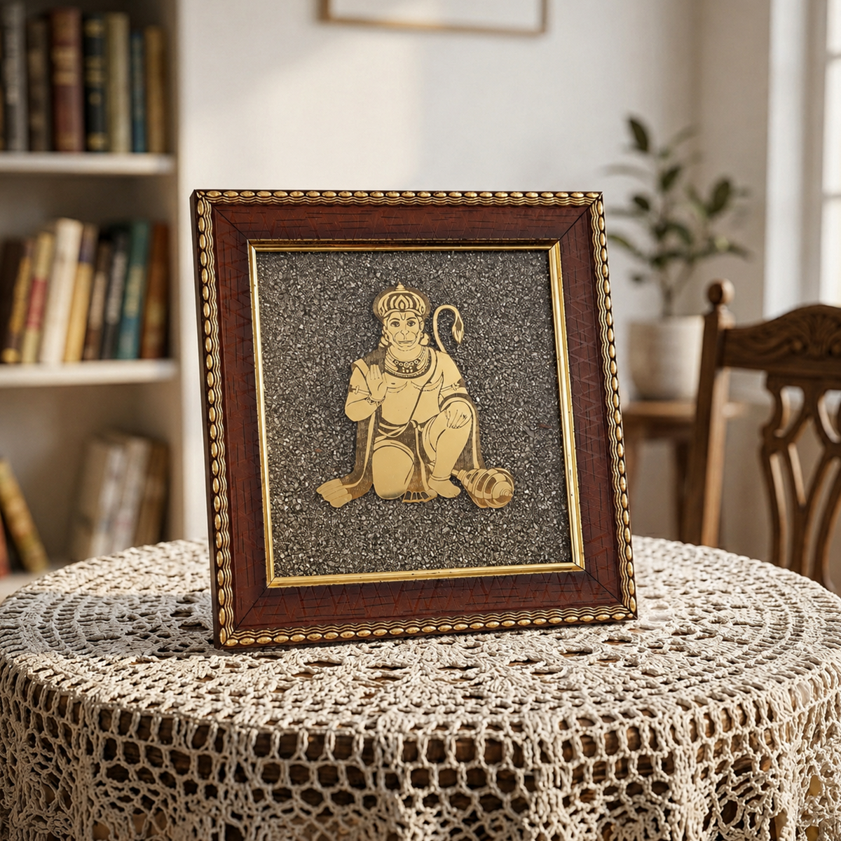 Hanuman Ji Raw Pyrite Frame - Protection & Strength Energy Frame