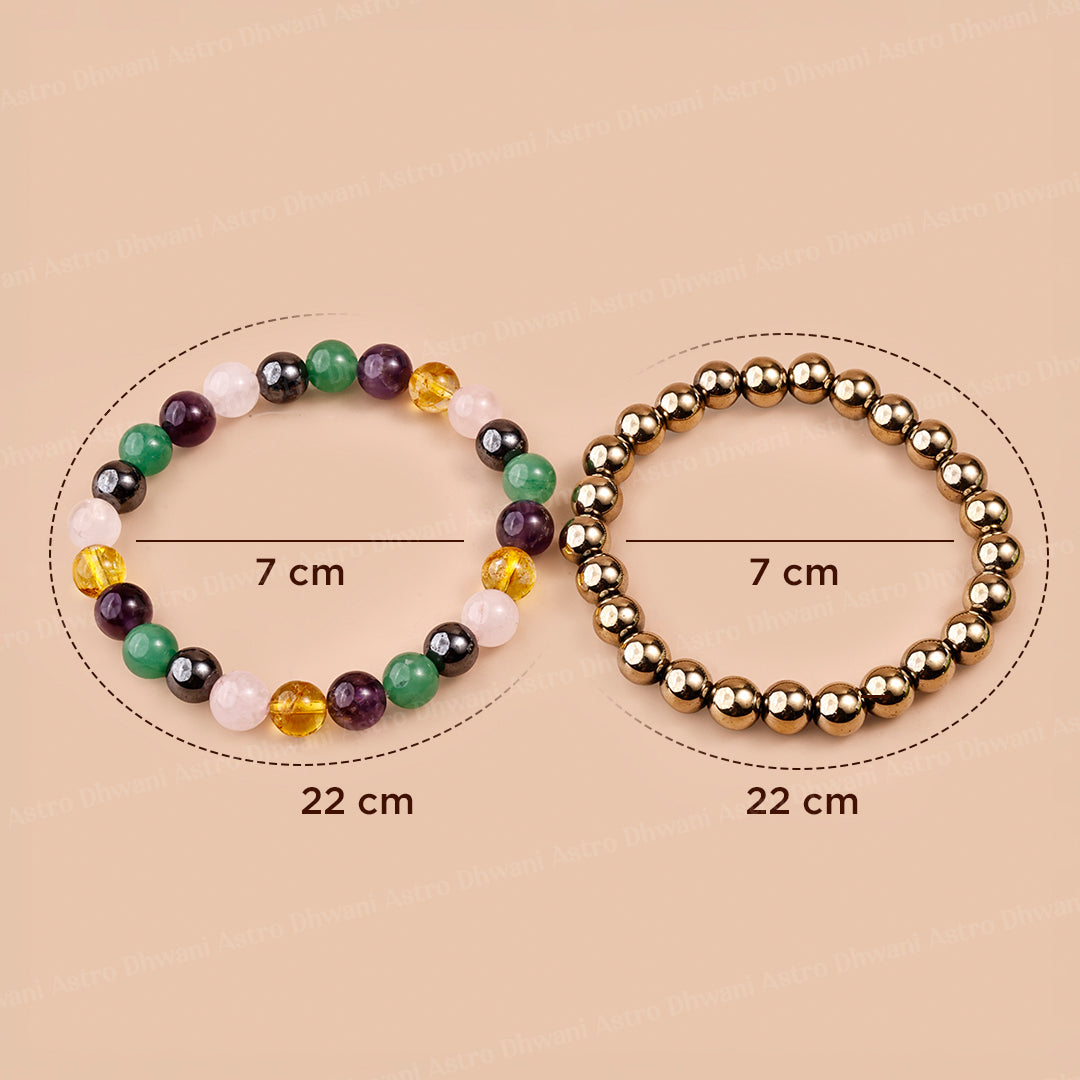 Health and Wealth: Golden Pyrite & Good Health Well Being Bracelet - Abhimantrit & Certified