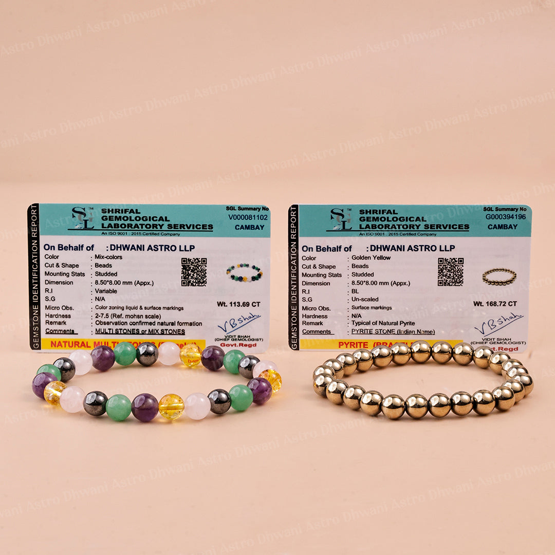 Health and Wealth: Golden Pyrite & Good Health Well Being Bracelet - Abhimantrit & Certified