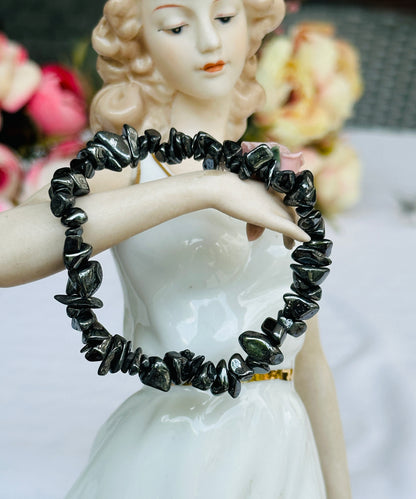 Hematite Uncut Crystal Bracelet - Abhimantrit & Certified