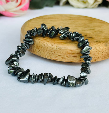 Hematite Uncut Crystal Bracelet - Abhimantrit & Certified