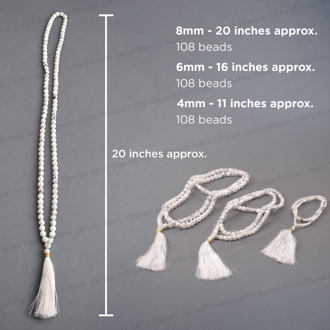 Howlite Crystal Mala - Abhimantrit & Certified